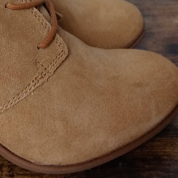 TOMS Lunata Tan Suede Lace-Up Block Heel Ankle Booties Size 8.5 - Picture 13 of 13